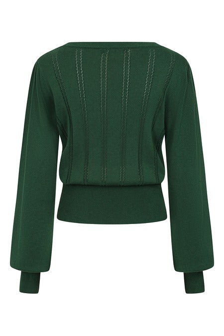 Angel Pointelle Knit Jumper in Green