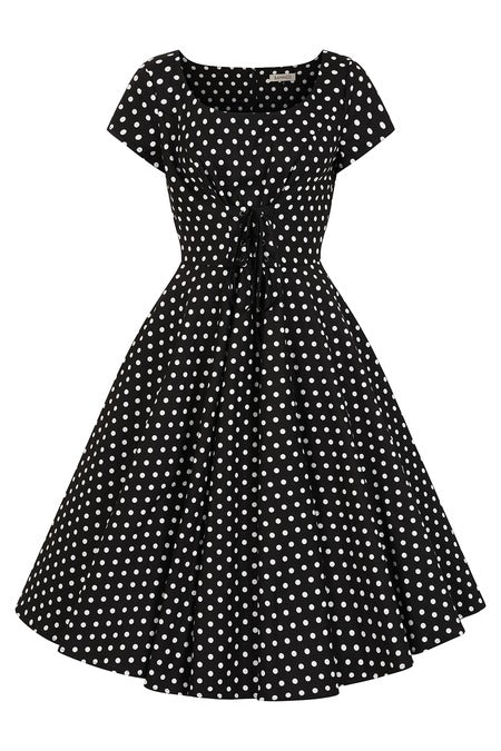 BLACK LOLA POLKA DOTS SWING DRESS