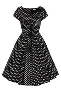 BLACK LOLA POLKA DOTS SWING DRESS