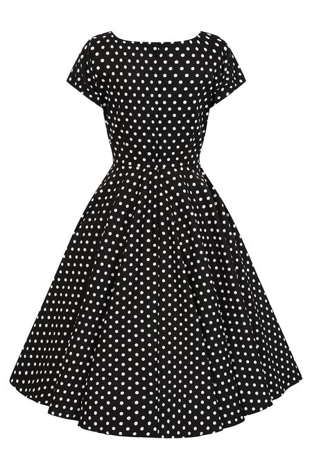 BLACK LOLA POLKA DOTS SWING DRESS