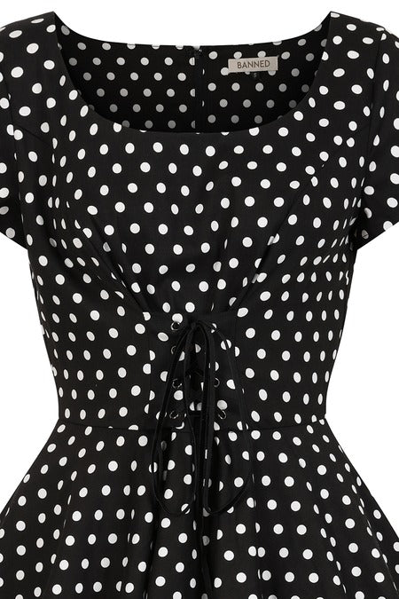 BLACK LOLA POLKA DOTS SWING DRESS