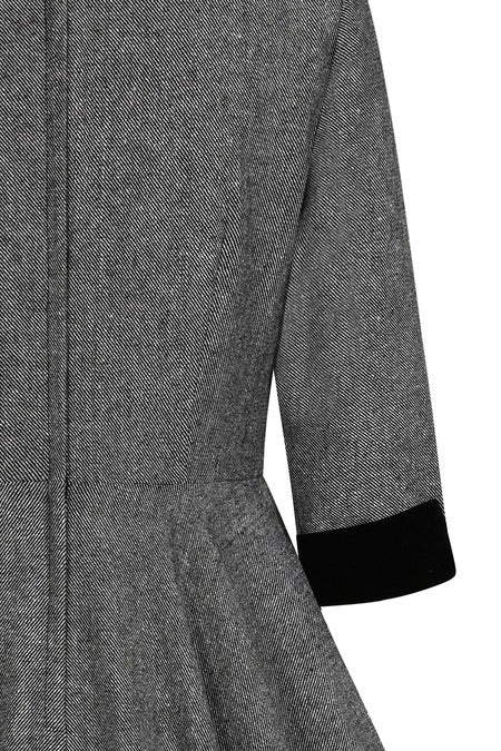 GREY SYLVIA HERRINGBONE SWING DRESS