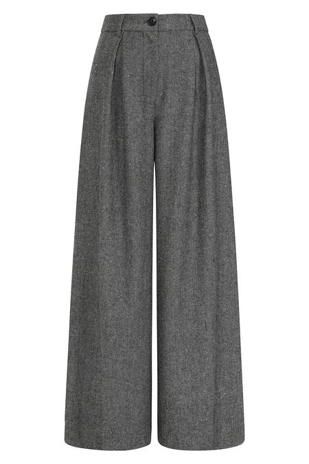 GREY LORI HERRINGBONE TROUSERS