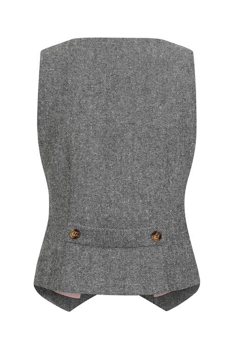GREY SELMA HERRINGBONE WAISTCOAT