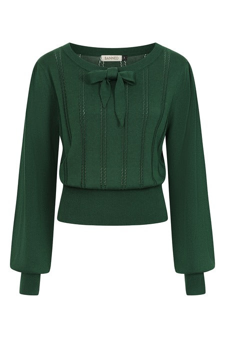 Angel Pointelle Knit Jumper in Green