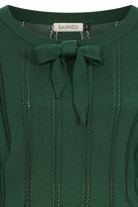 Angel Pointelle Knit Jumper in Green