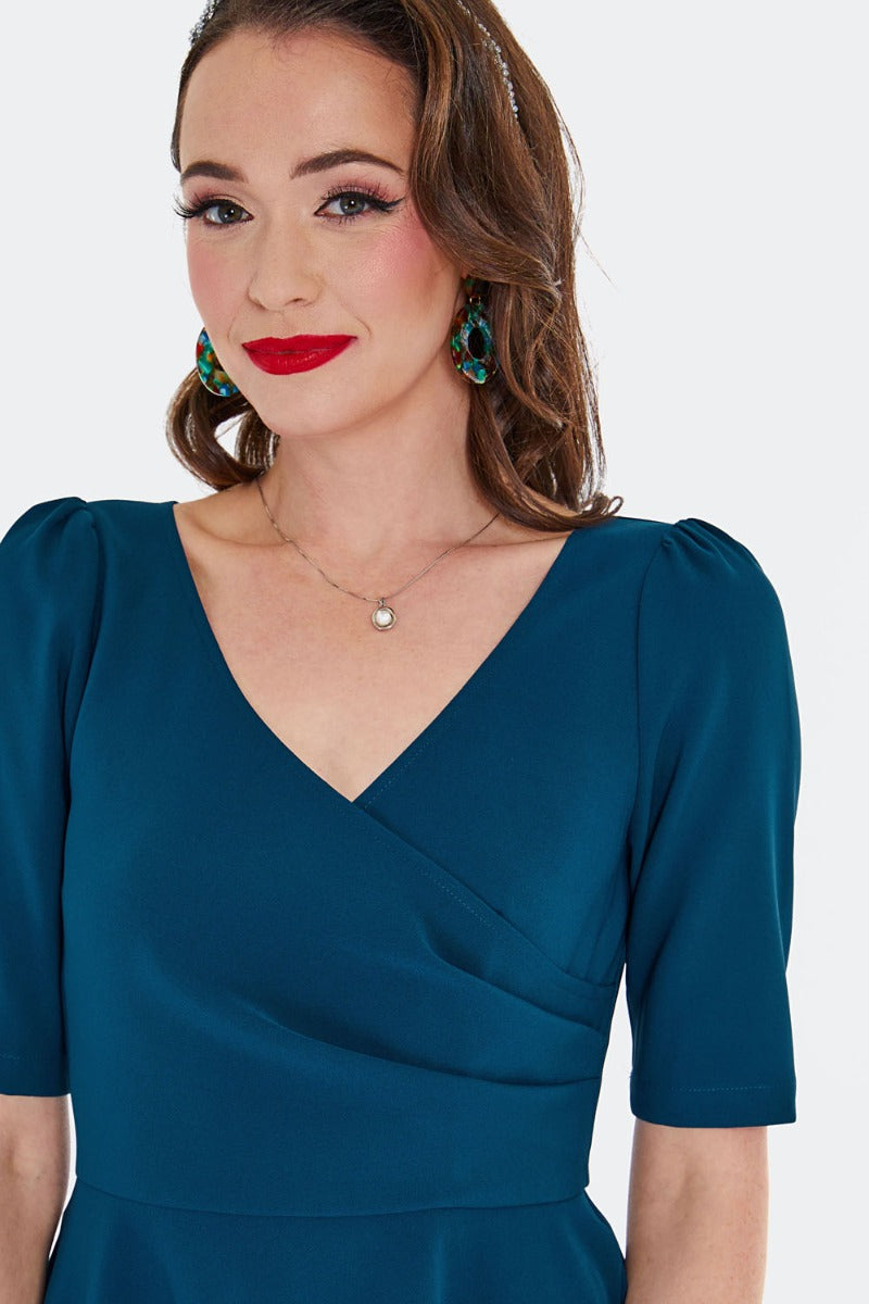 CROSSBODY FLARE DRESS BLUE